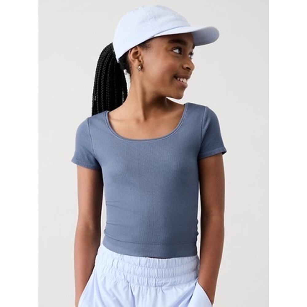 Athleta Girl Rise Above Rib Crop Tee size M
